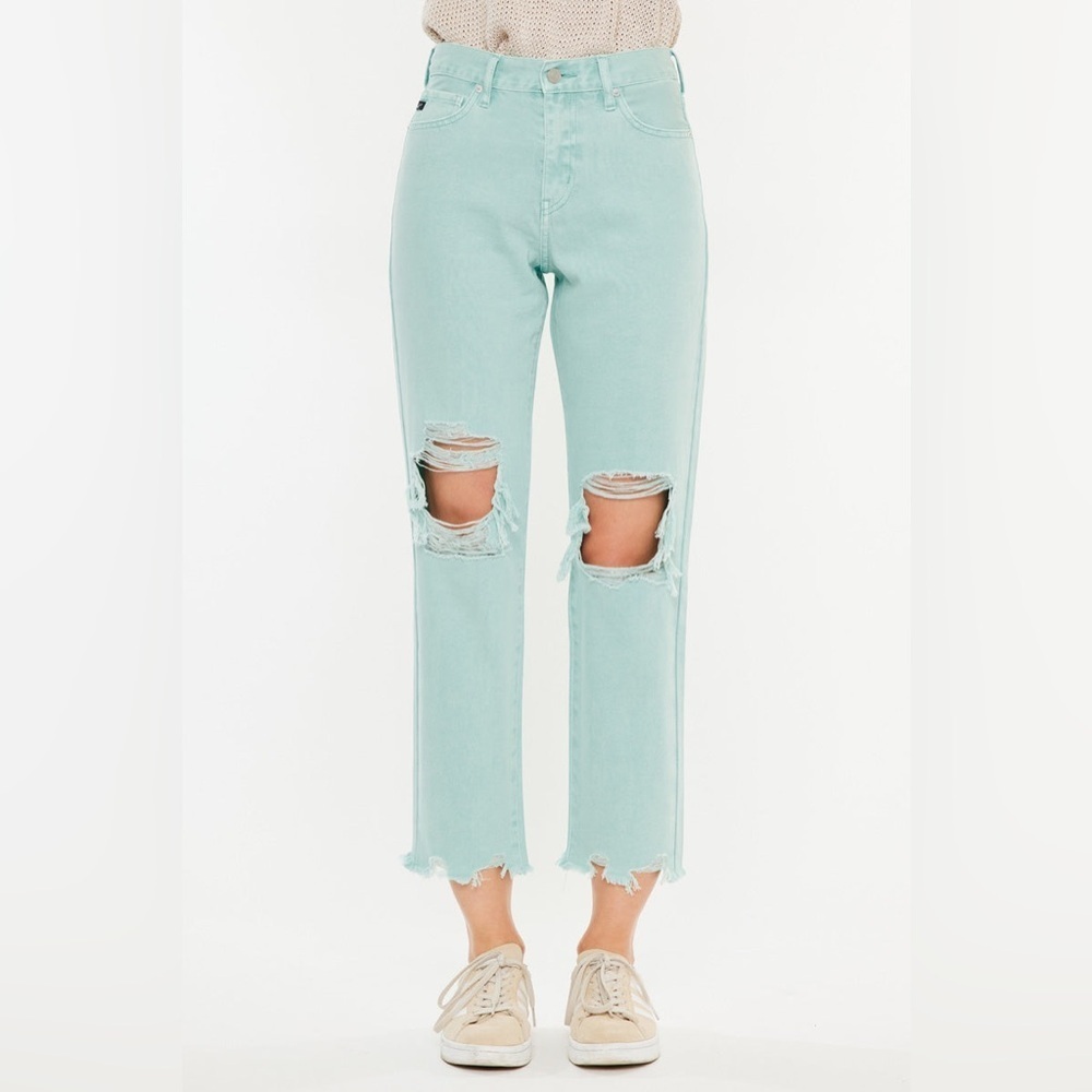 NEW KANCAN high rise mom jeans in seafoam - Picture 2 of 11